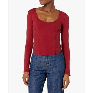 GUESS Bundle Women's Long Sleeve ScoopNeck1Burgundy/1Green Top Sz L UUU